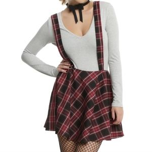 Plaid Suspender Skirt